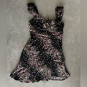 Francesca's Black Dress with Pink Floral Design